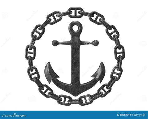 Anchor With Chain Stock Photo - Image: 58652814