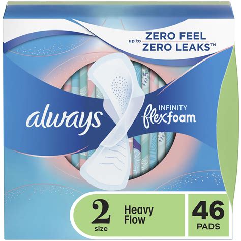 Always Infinity FlexFoam Pads for Women Size 2 Heavy Flow Absorbency, Zero Leaks & Zero Feel is ...