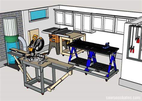 My 12x13 Small Woodshop Layout (Space-Saving Ideas) | Saws on Skates®