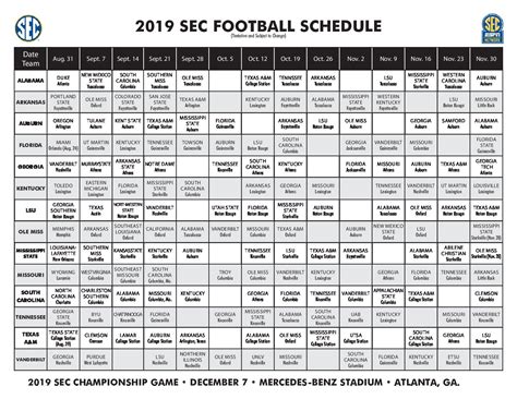 2022 Sec Football Schedule Grid