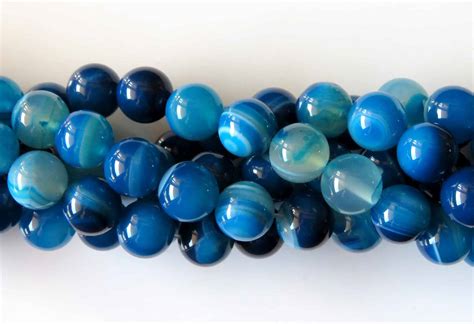 40pcs 10mm Round Natural Gemstone Beads – Blue Agate – BeadsForEwe