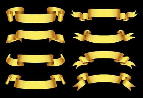 Premium Vector | Set of gold ribbon banners.