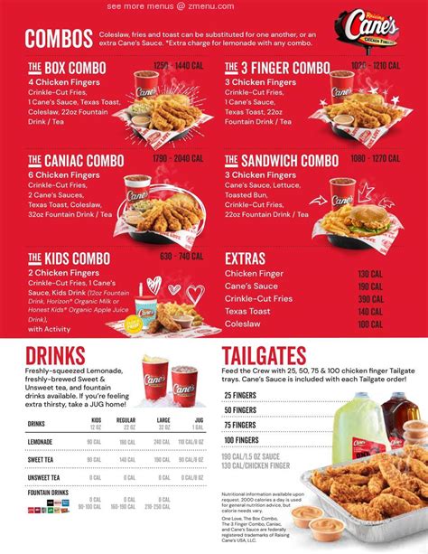 Online Menu of Raising Cane's Chicken Fingers Restaurant, Honolulu, Hawaii, 96789 - Zmenu