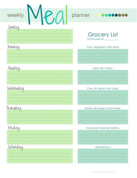 Printable Weekly Meal Planner Template With Grocery List Excel | Template-two.vercel.app