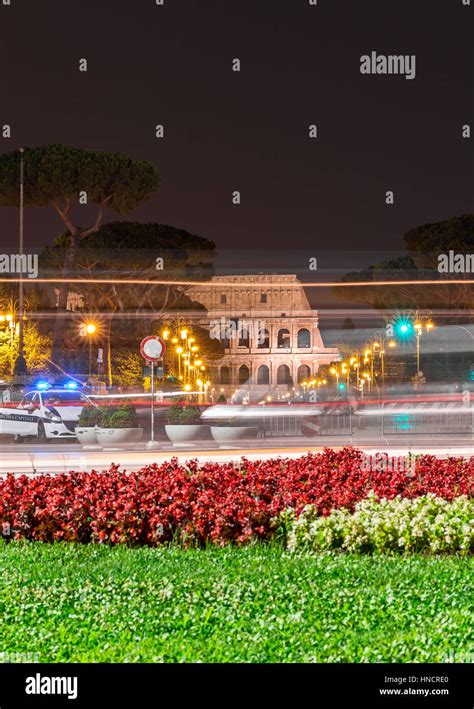 view of the coliseum in the night Stock Photo - Alamy