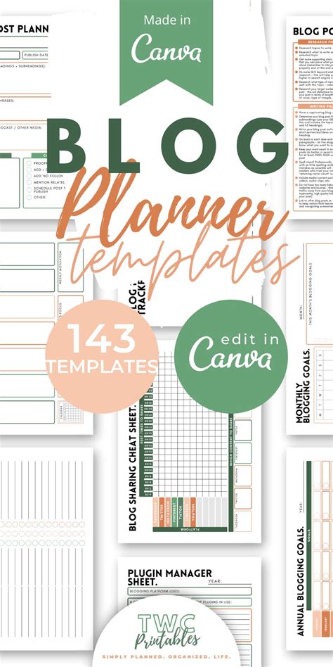 Blog planner canva templates