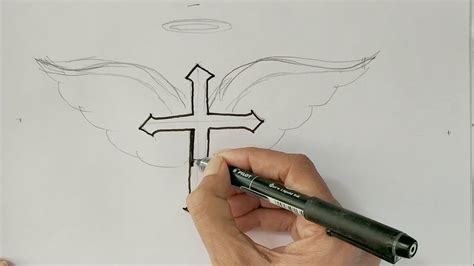 How To Draw A Cross With Wings Step By Step