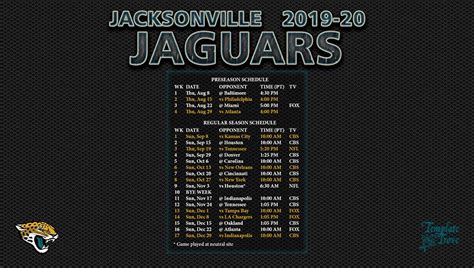 2019-2020 Jacksonville Jaguars Wallpaper Schedule