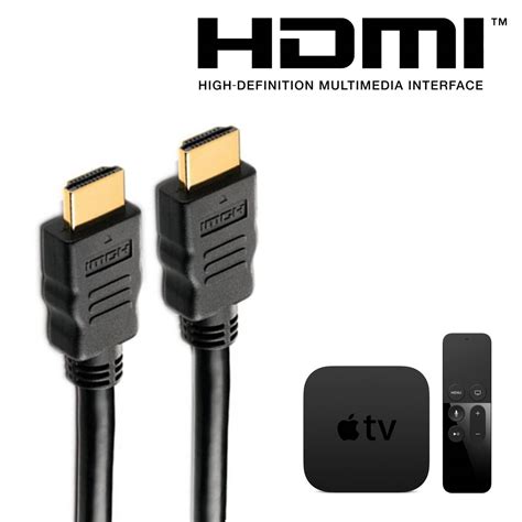 Apple TV (4th & 3rd gen) HDMI to HDMI TV 5m Long with Fuse Gold Lead ...