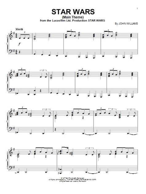 John Williams 'Star Wars (Main Theme)' Sheet Music and Printable PDF Music Notes in 2021 | Star ...