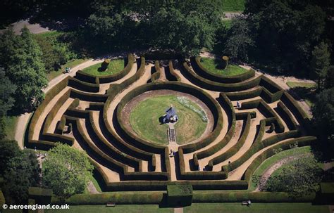 aeroengland | aerial photograph of the Yew hedge maze at Somerleyton ...