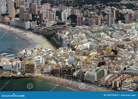 Aerial View of the Coastal City of Benidorm Spain, Beaches and Large Skyscrapers Editorial Stock ...