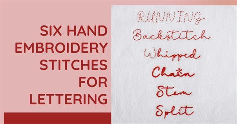 Six Hand Embroidery Stitches for Lettering - Creative Fabrica