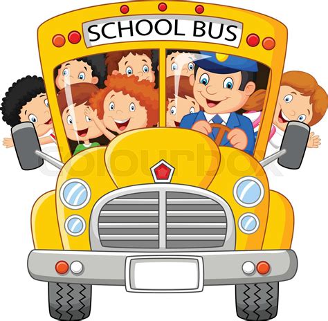 School Kids cartoon Riding a School Bus | Stock vector | Colourbox