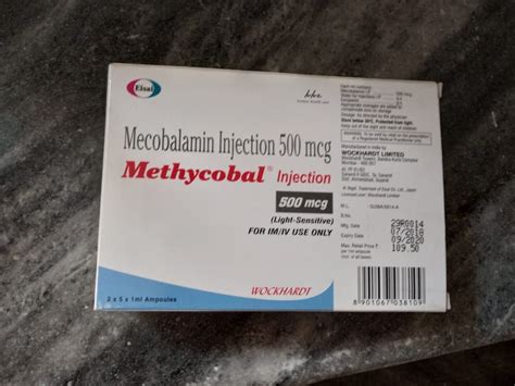 Methycobal Injection Mecobalamin 500mcg, 1, Wockhardt Ltd at Rs 120 ...