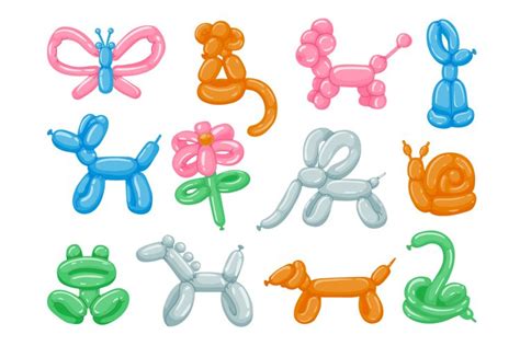 Balloon animals. Cartoon round toy animals, cute party decor