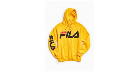 Fila Cotton Fila Script Hoodie Sweatshirt in Gold Black Black (Yellow ...