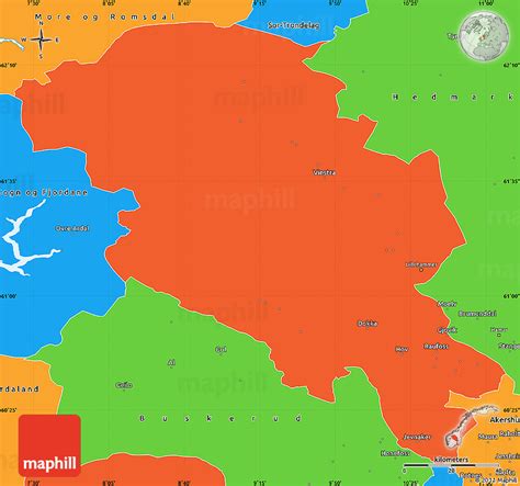 Political Simple Map of Oppland