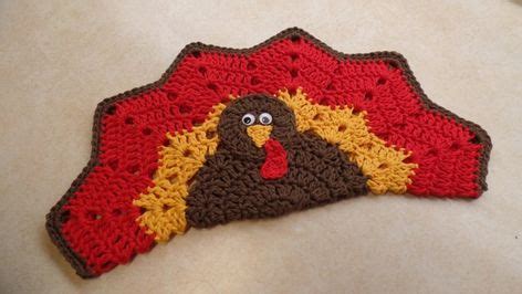 This adorable turkey crocheted place mat will look great on the table ...