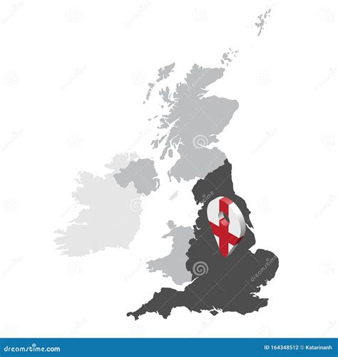 Location Map Of England On Map United Kingdom Of Great Britain. 3d ...