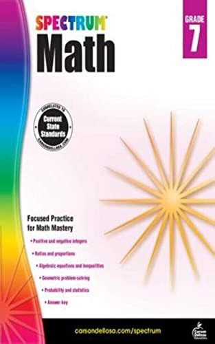 Spectrum 7th Grade Math Workbooks, Algebra, Geometry, Probability ...