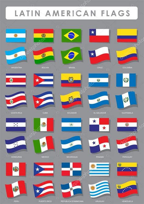 A complete collection of the all Latin American flags in great detail ...