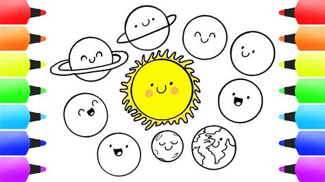 How to Draw CUTE Planets | AWESOME Solar System Drawing Tutorial for Kids (Earth, Sun, Mars ...