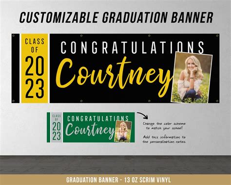 Custom Graduation Banner Personalized Decor Party High School College ...