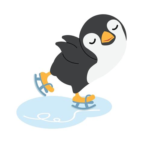 Cute penguin doing ice skating cartoon 22128451 Vector Art at Vecteezy