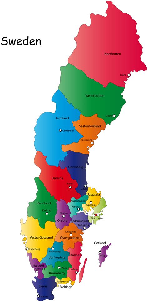 Political Map of Sweden | Map of Sweden Political Region Province City