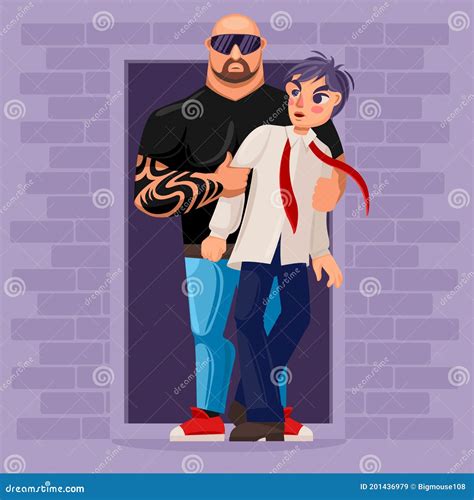 Cartoon Color Characters People And Security Troublemaker Concept ...