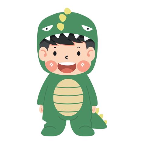 Cute boy in dinosaur costume cartoon 24098127 Vector Art at Vecteezy