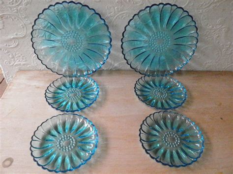 Lot of Vintage Aqua Turquoise Teal Glass Plates | Etsy