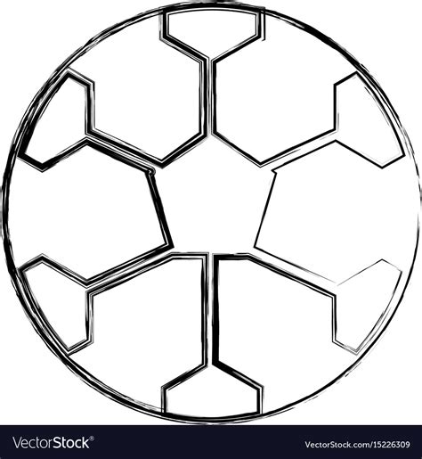 Sketch draw soccer ball cartoon Royalty Free Vector Image