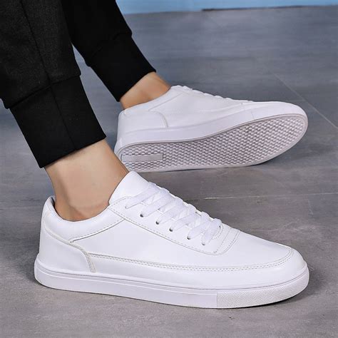 white canvas shoes men's white shoes men's shoes white shoe men flat ...