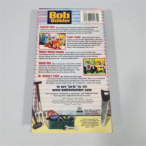 Bob The Builder Tool Power VHS Tape Inspector Spud Travis Wendy Speedy Train