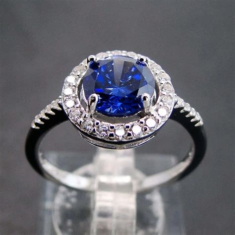 Wedding Jewelry Tanzanite Ring 925 Silver Rings Round 7mm Tanzanite Women Jewelry Ring CZ ...