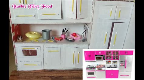 How to make Miniature Kitchen | DIY Dollhouse Kitchen Miniature | Barbie Doll Pretend Play ...