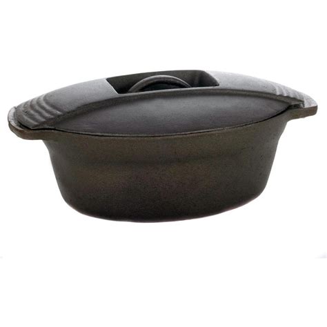 Cajun Classic - 4 Qt Oval Cast Iron Casserole Pot Pre-Seasoned ...