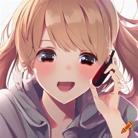 Anime girl talking on the phone on Craiyon