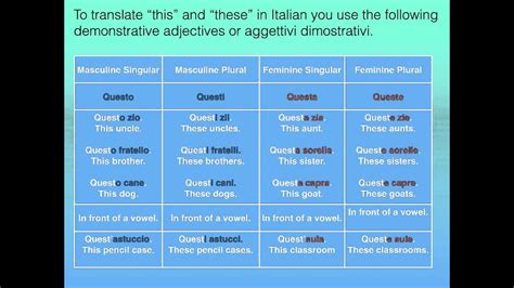 07 lesson video YEAR8 ITALIAN demonstrative adjectives - YouTube