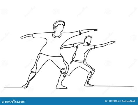 One Line Drawing of Seniors Doing Exercise Stock Vector - Illustration ...