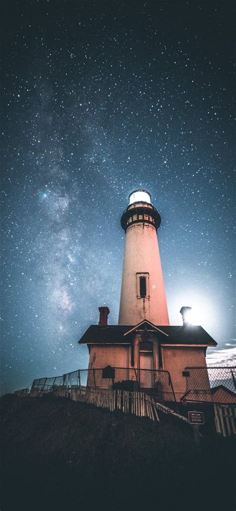 Beacon iPhone X wallpaper #night #sky #star #lighthouse #MilkyWay # ...