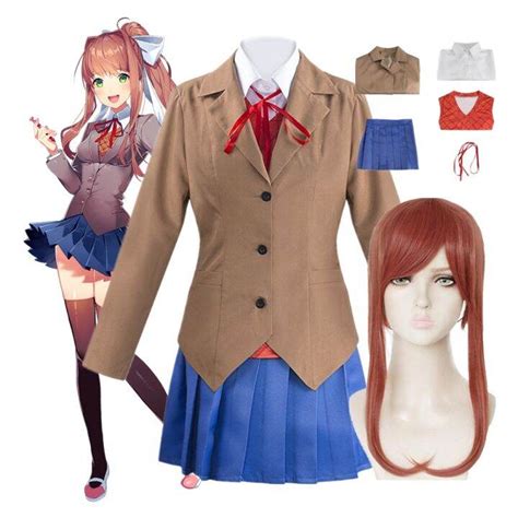 Anime Doki Doki Literature Club Monika Cosplay Sayori Yuri Natsuki Cosplay Costume School Girl ...