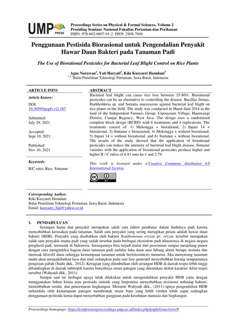 (PDF) Penggunaan Pestisida Biorasional untuk Pengendalian Penyakit Hawar Daun Bakteri pada ...