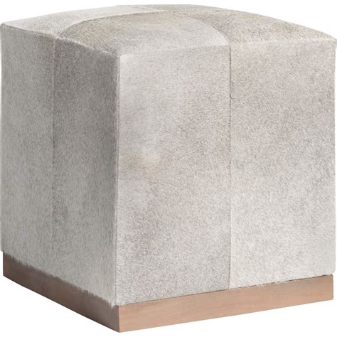 Felix Small Leather Ottoman, Frosted Hide – High Fashion Home