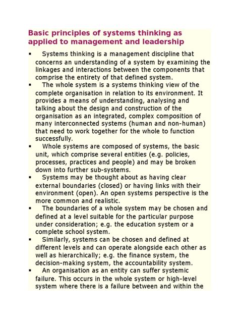 Basic Principles of Systems Thinking | PDF | Systems Thinking | System