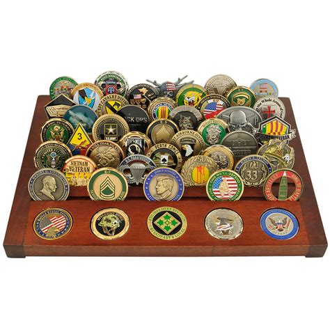 68 Count Wood Challenge Coin Display Desktop