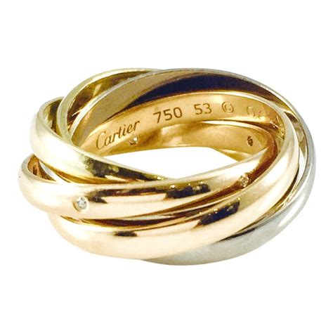 Cartier 6-Band Trinity Rolling Ring with Diamonds in 18kt Tri-Gold (Ye– Oliver Jewellery