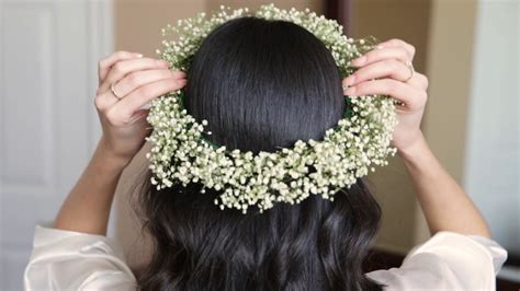 DIY Baby's Breath Flower Crown - YouTube